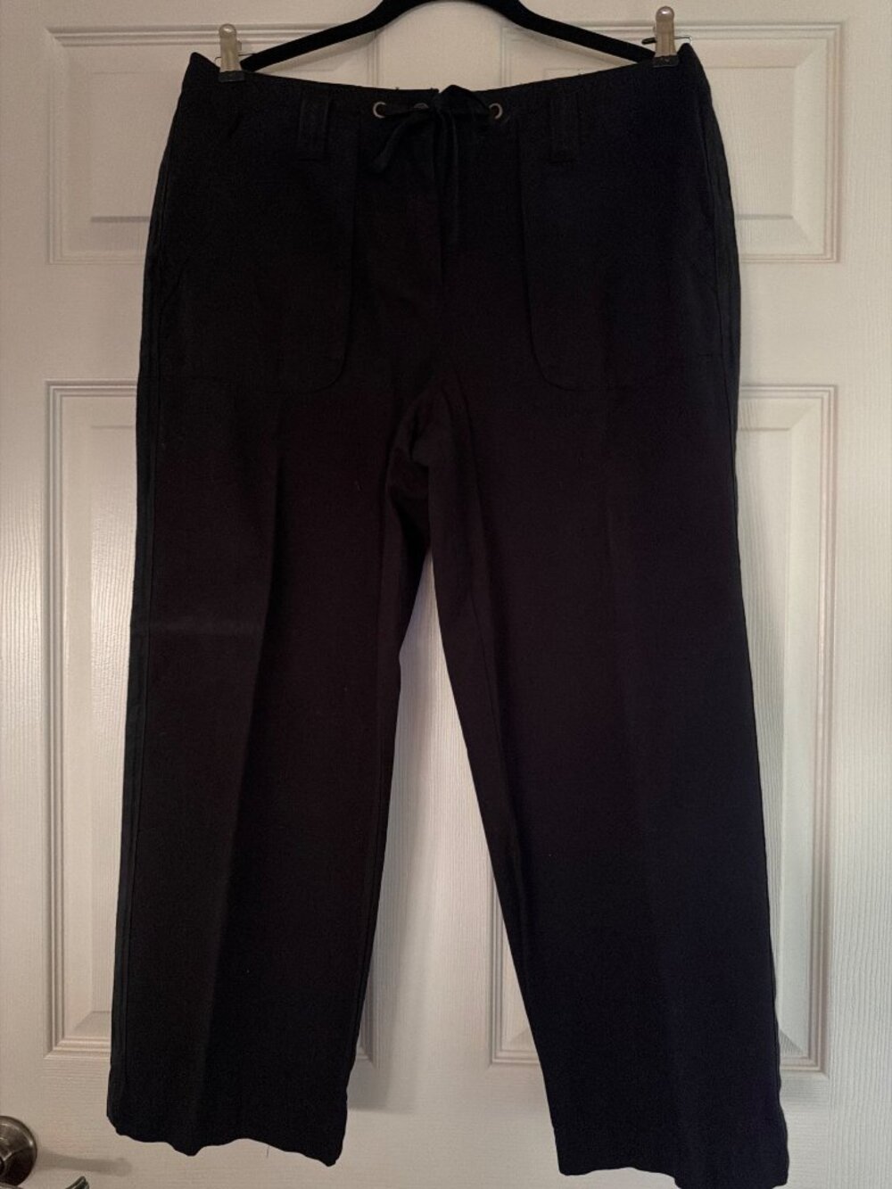 Charter Club Allison Fit Cropped Black Cotton Pants Size 12 Made In Hong Kong